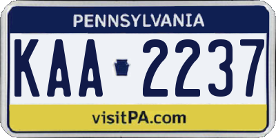 PA license plate KAA2237