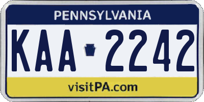 PA license plate KAA2242