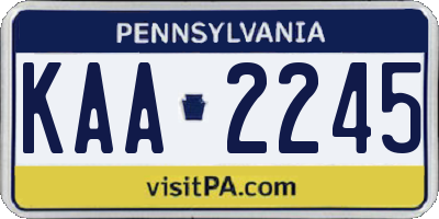 PA license plate KAA2245