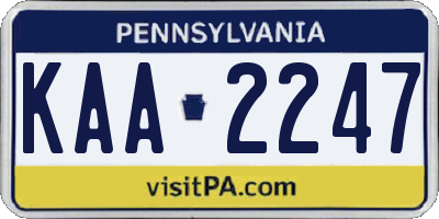 PA license plate KAA2247