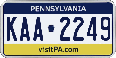 PA license plate KAA2249