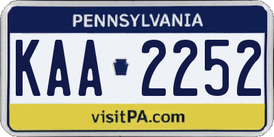 PA license plate KAA2252