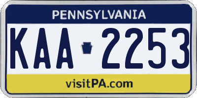 PA license plate KAA2253