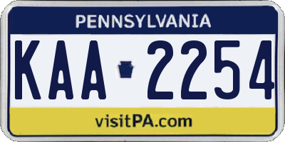 PA license plate KAA2254