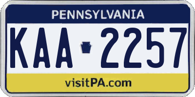 PA license plate KAA2257