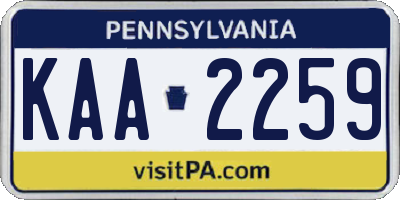 PA license plate KAA2259