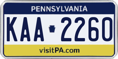PA license plate KAA2260