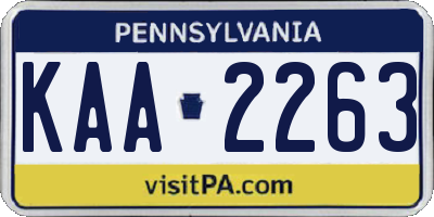 PA license plate KAA2263