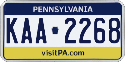 PA license plate KAA2268