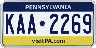 PA license plate KAA2269