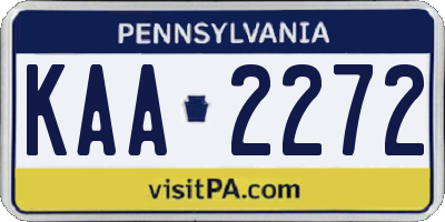 PA license plate KAA2272