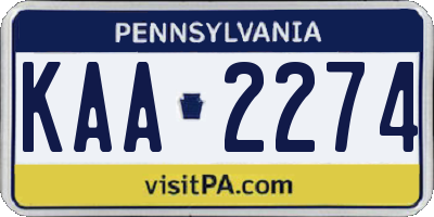 PA license plate KAA2274