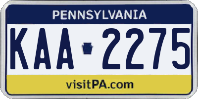 PA license plate KAA2275