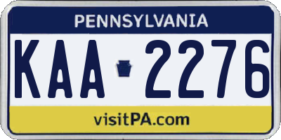 PA license plate KAA2276