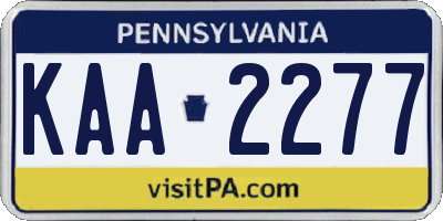 PA license plate KAA2277