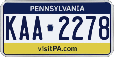 PA license plate KAA2278