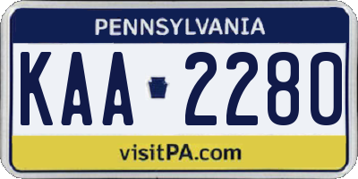 PA license plate KAA2280