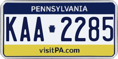 PA license plate KAA2285