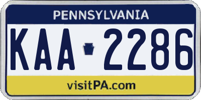 PA license plate KAA2286