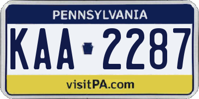 PA license plate KAA2287
