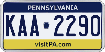PA license plate KAA2290