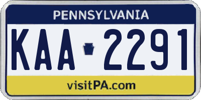 PA license plate KAA2291