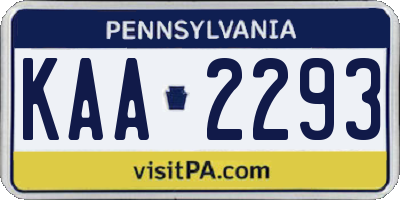 PA license plate KAA2293