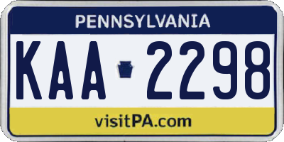 PA license plate KAA2298
