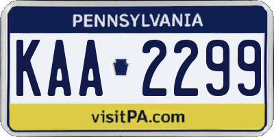 PA license plate KAA2299