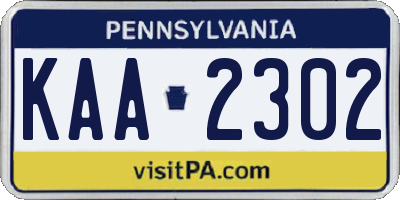 PA license plate KAA2302