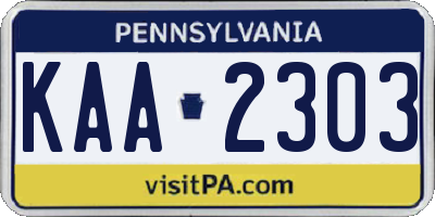 PA license plate KAA2303