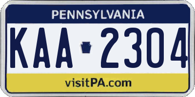 PA license plate KAA2304