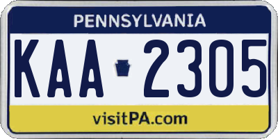 PA license plate KAA2305