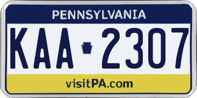 PA license plate KAA2307