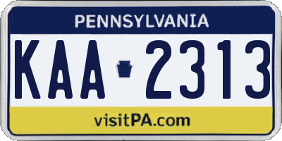 PA license plate KAA2313