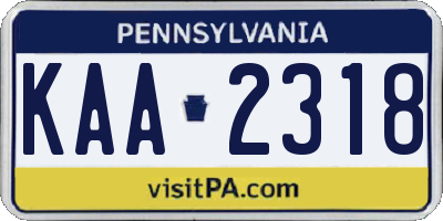 PA license plate KAA2318