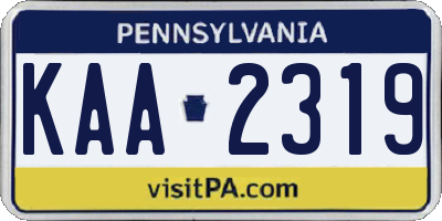 PA license plate KAA2319