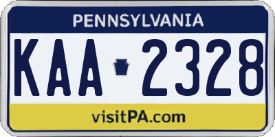 PA license plate KAA2328