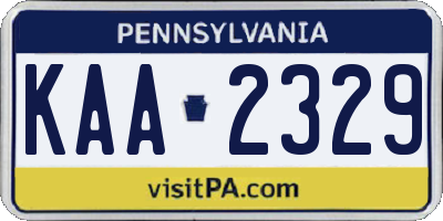 PA license plate KAA2329