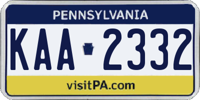 PA license plate KAA2332