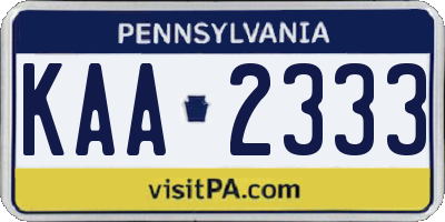 PA license plate KAA2333