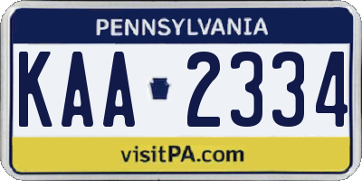 PA license plate KAA2334