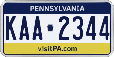 PA license plate KAA2344