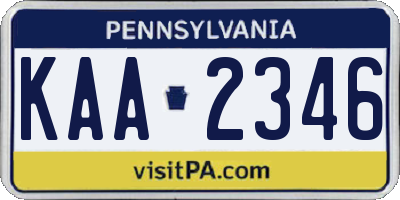 PA license plate KAA2346