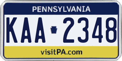 PA license plate KAA2348