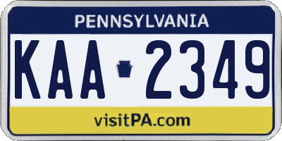 PA license plate KAA2349