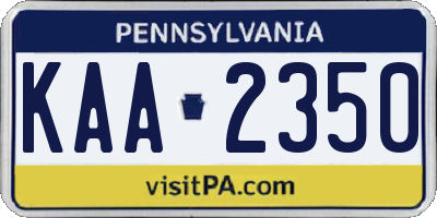 PA license plate KAA2350