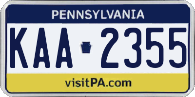 PA license plate KAA2355