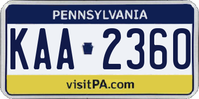 PA license plate KAA2360