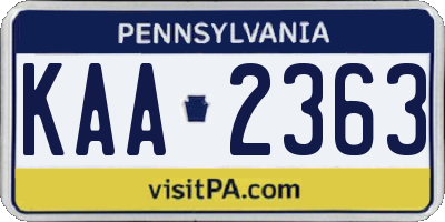 PA license plate KAA2363